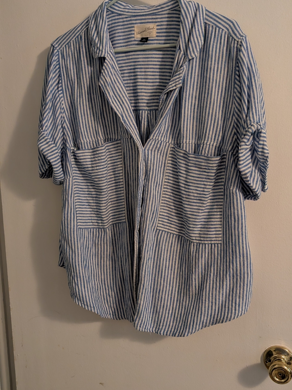 Universal Thread Blue and White Striped Button-Down Shirt